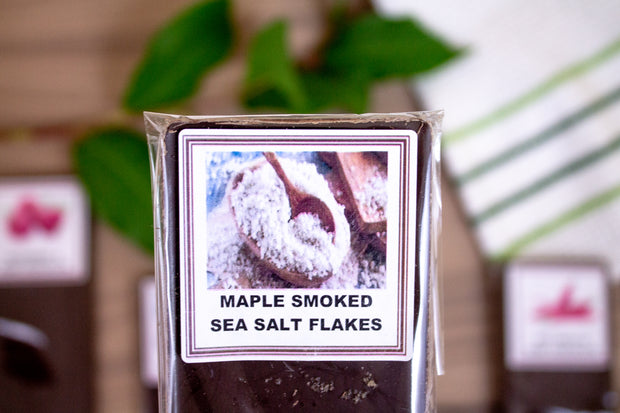 Calgary ChocoSweeats Factorie Maple Smoked Sea Salt Flakes Mini Dark Chocolate Bar
